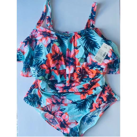 NWT Womens floral bathing suit size 16W - Picture 7 of 9